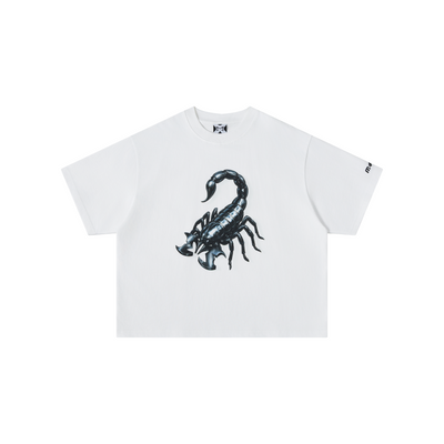 WHITE_SCORPION_TEE_ECOM_1_3x_f5376049-0fda-4d5c-890f-0e51b19dc03b.png Mertra Scorpion Tee (White) - Image 1